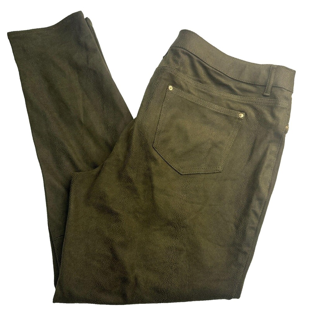 Chicos Womens Size 2 Regular Green Straight Leg Stretch Dress Pants 36X29